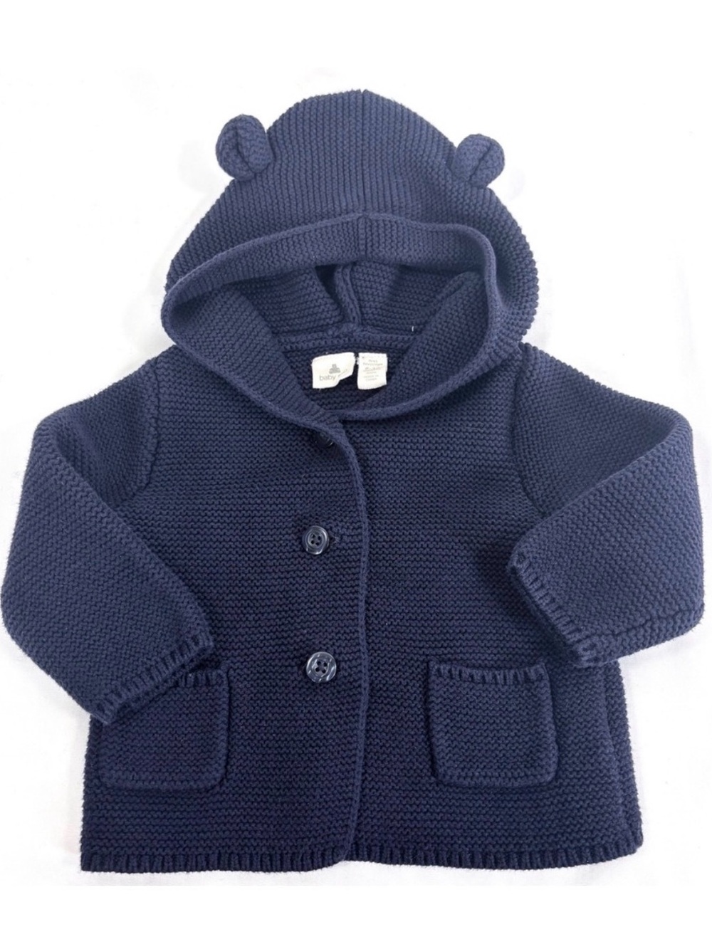 Gap baby blue garter knit bear cardigan jacket 6-12